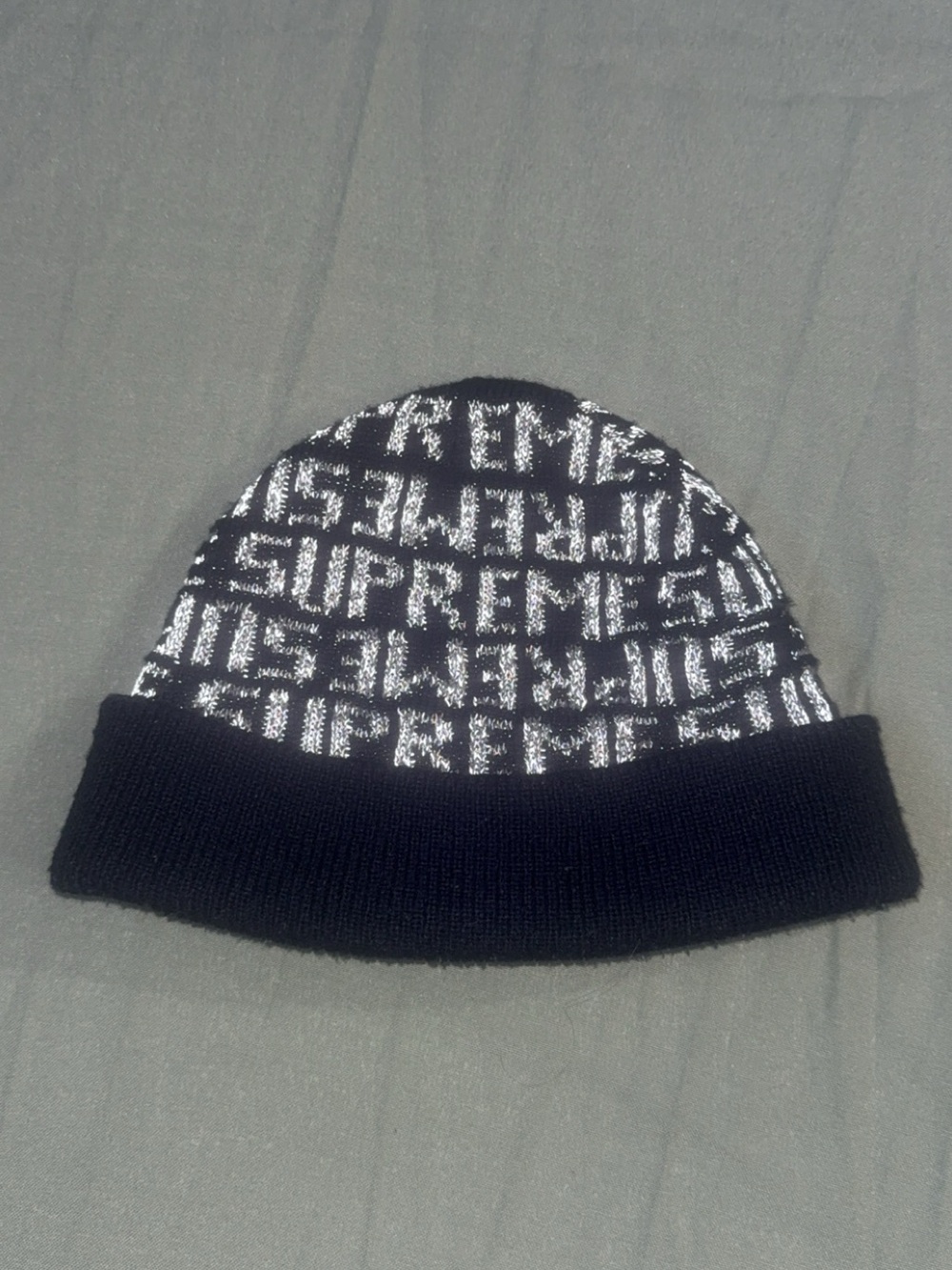 Men's Supreme Spellout 3M Black Beanie